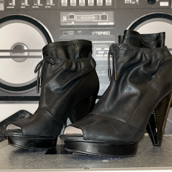 Rachel Zoe Black Peep-Toe Ankle Booties - Picture 5 of 9